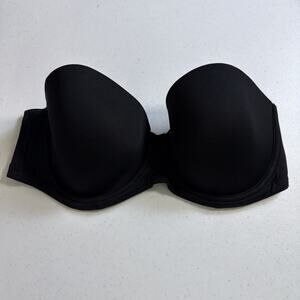 Wacoal Strapless Bra 38DD Black Satin Padded Underwire 854119
